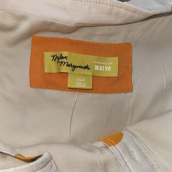 NWT Anthropology  for Maeve  XLP Maeve Cream and Orange Midi Dress has pockets - Picture 4 of 8